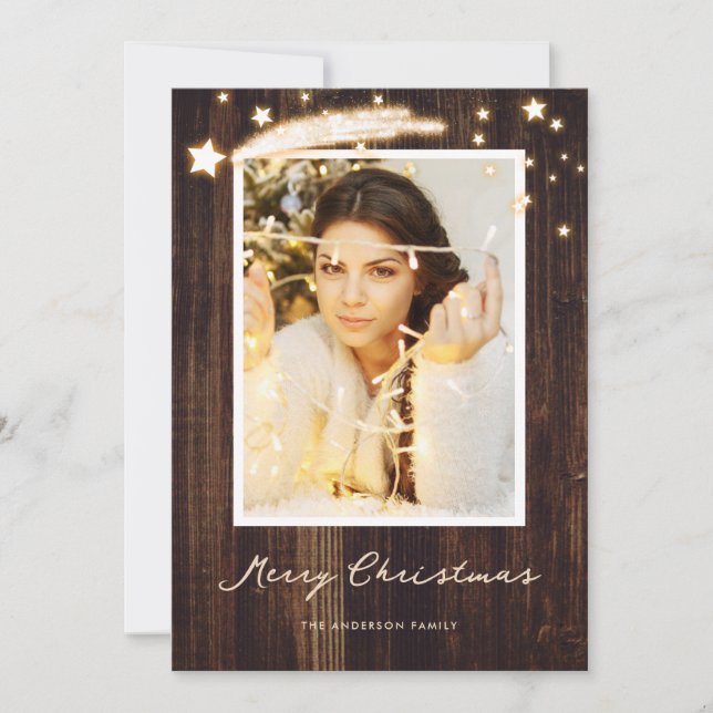 Tarjeta Festiva Cartas de Navidades de fotos de las Estrellas Rusa (Anverso)