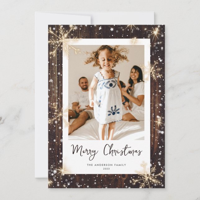 Tarjeta Festiva Cartas de Navidades de fotos de parkly Snowflake e (Anverso)