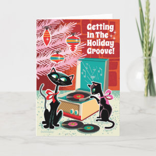 Tarjeta Festiva Cartas de Navidades de gatos del jugador de regist