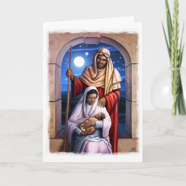 Tarjeta Festiva Cartas de Navidades de la Sagrada Familia de Estad (Anverso)