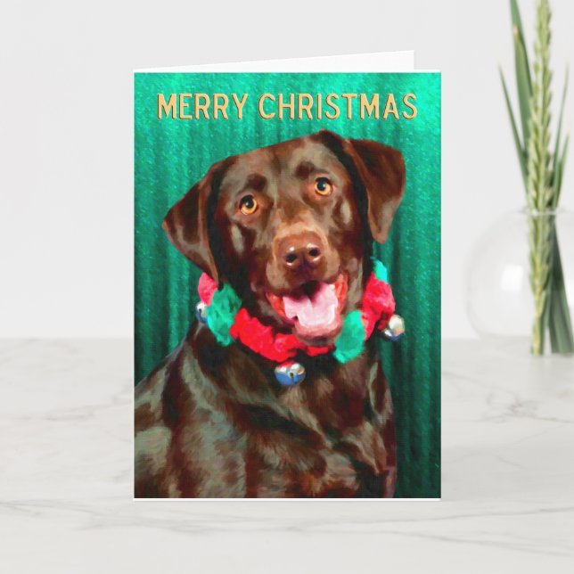 Tarjeta Festiva Cartas de Navidades de Labrador Recuperador (Anverso)