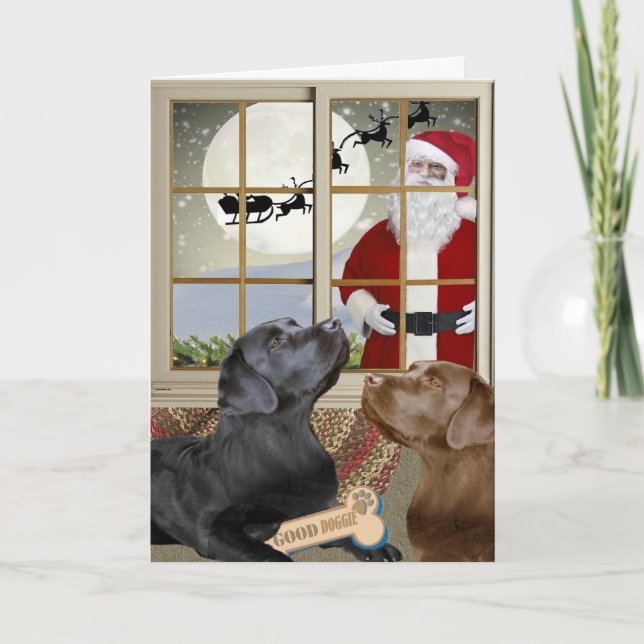 Tarjeta Festiva Cartas De Navidades De Labrador Recuperador Y Bast (Anverso)