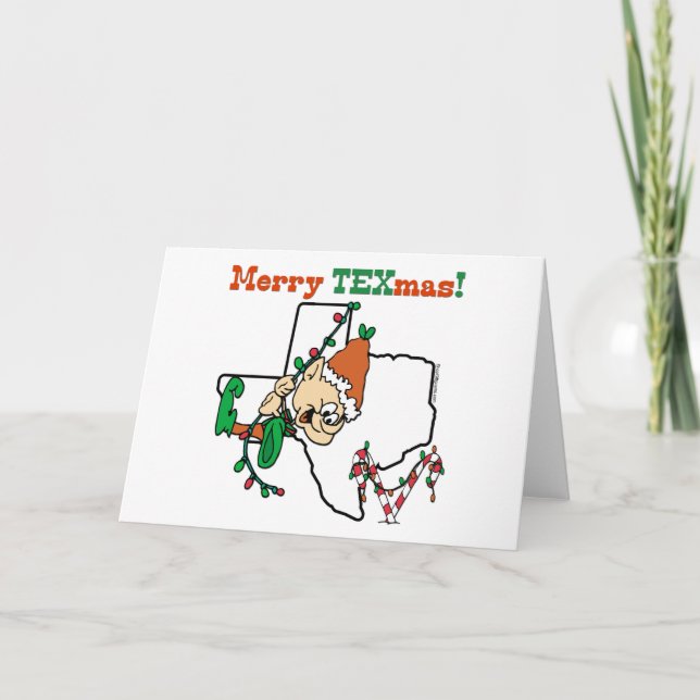 Tarjeta Festiva Cartas de Navidades de merry Texmas (Anverso)