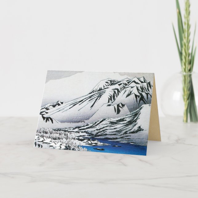 Tarjeta Festiva Cartas de Navidades de Nieve Hiroshige Lingering (Anverso)