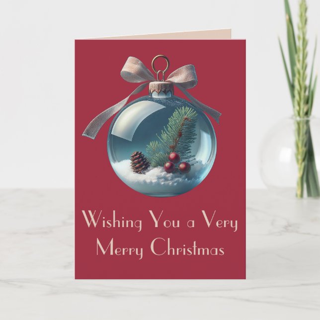 Tarjeta Festiva Cartas de Navidades de ornamentos borgoñosos y ant (Anverso)