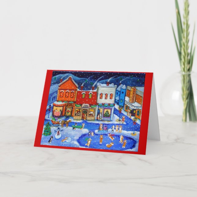 Tarjeta Festiva Cartas de Navidades de Pembroke Welsh Corgi (Anverso)