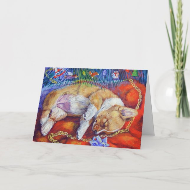 Tarjeta Festiva Cartas de Navidades de Pembroke Welsh Corgi (Anverso)
