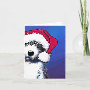 Tarjeta Festiva Cartas de Navidades de perro de color con barba