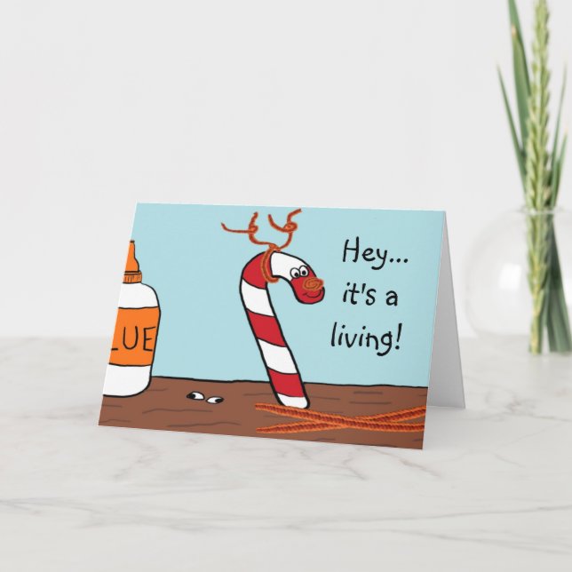 Tarjeta Festiva Cartas de Navidades de renos de Candy Cane (Anverso)