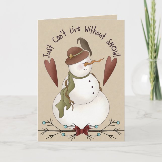 Tarjeta Festiva Cartas de Navidades de Snowman en el país (Anverso)