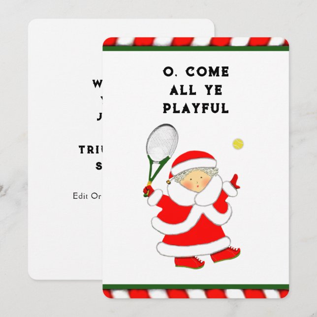 Tarjeta Festiva Cartas de Navidades de vacaciones de tenis (Anverso / Reverso)