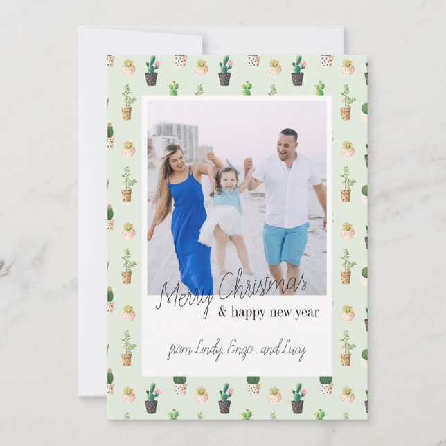 Tarjeta Festiva Cartas de Navidades del desierto de Cactus retro P (Anverso)