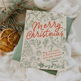 Tarjeta Festiva Cartas de Navidades dibujadas por la mano de navid