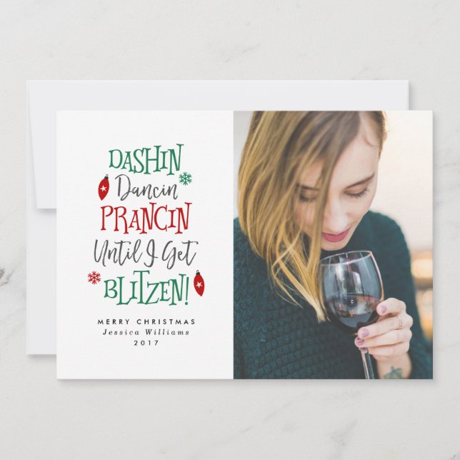 Tarjeta Festiva Cartas de Navidades divertidos de Dashin Dancin Pr (Anverso)