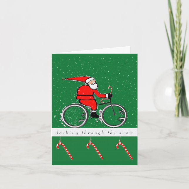 Tarjeta Festiva Cartas de Navidades en bicicleta (Anverso)