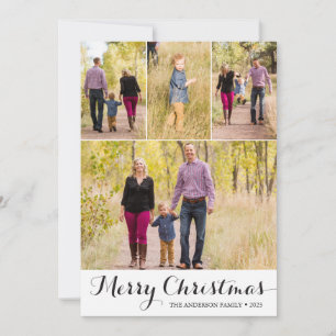 Tarjeta Festiva Cartas de Navidades fotográficos con cuatro fotos,