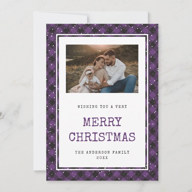 Tarjeta Festiva Cartas de Navidades fotográficos de búfalo morado  (Anverso)