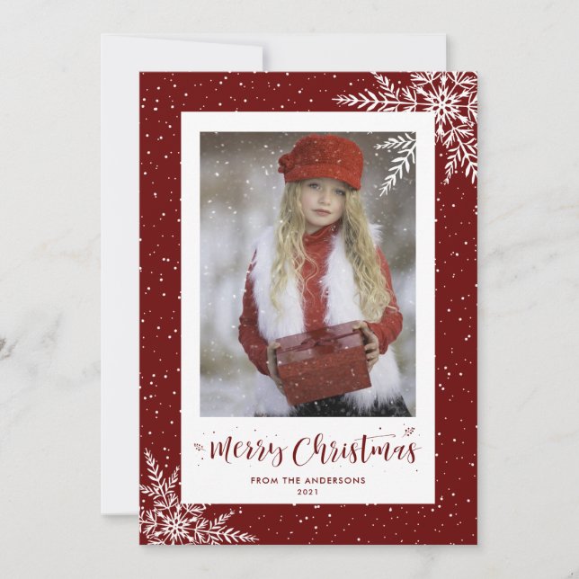 Tarjeta Festiva Cartas de Navidades fotográficos de caligrafía de  (Anverso)