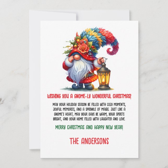 Tarjeta Festiva Cartas de Navidades inspiradas en Gnome (Anverso)