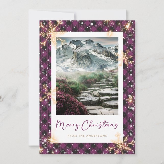 Tarjeta Festiva Cartas de Navidades morados de búfalo colocados en (Anverso)