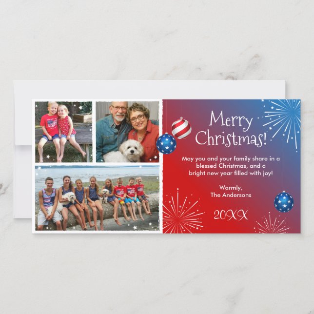 Tarjeta Festiva Cartas de Navidades patrióticos fotográficos perso (Anverso)