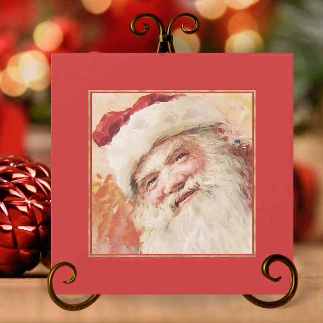 Tarjeta Festiva Cartas de Navidades retro de Santa Claus (vintage santa claus christmas cards,vintage santa claus,retro christmas cards,vintage christmas card)