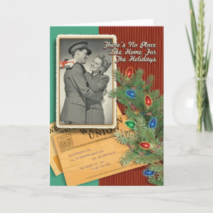 Tarjeta Festiva Cartas de Navidades románticos de la pareja retro 