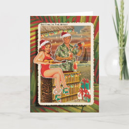 Tarjeta Festiva Cartas de Navidades tropicales de la pareja de tik