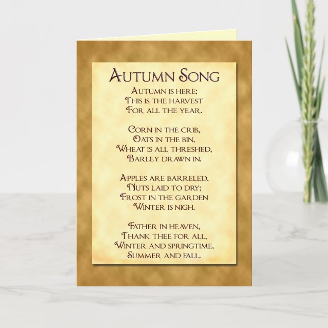 Tarjeta Festiva Cartas de saludo del poema del otoño Song Thanksen (Anverso)