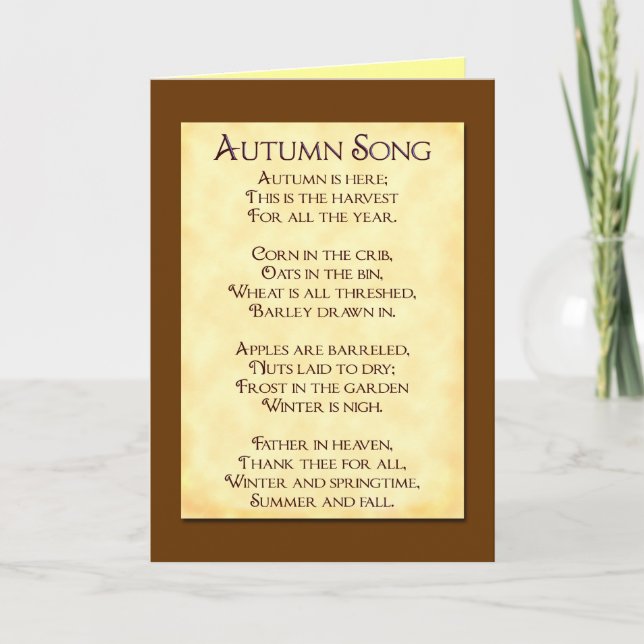 Tarjeta Festiva Cartas de saludo del poema del otoño Song Thanksen (Anverso)