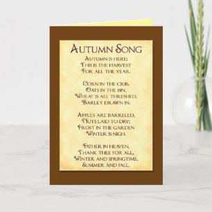 Tarjeta Festiva Cartas de saludo del poema del otoño Song Thanksen
