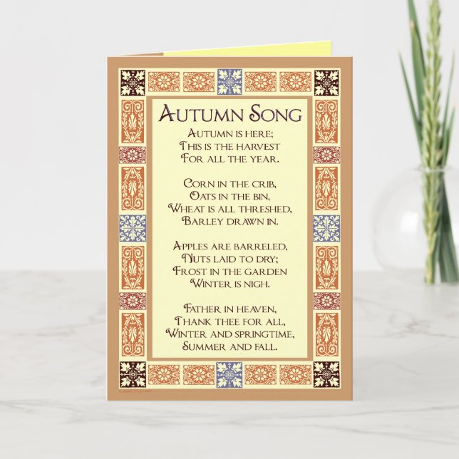 Tarjeta Festiva Cartas de saludo del poema del otoño Song Thanksen (Anverso)