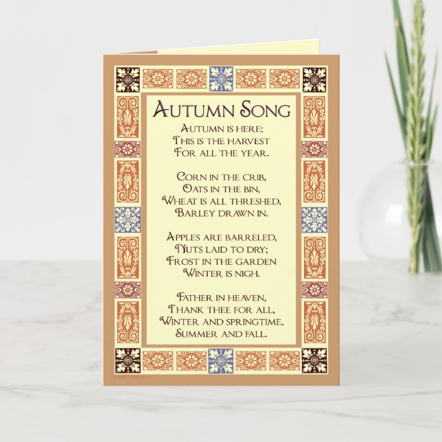 Tarjeta Festiva Cartas de saludo del poema del otoño Song Thanksen (Anverso)