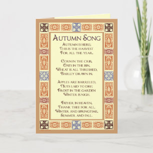 Tarjeta Festiva Cartas de saludo del poema del otoño Song Thanksen