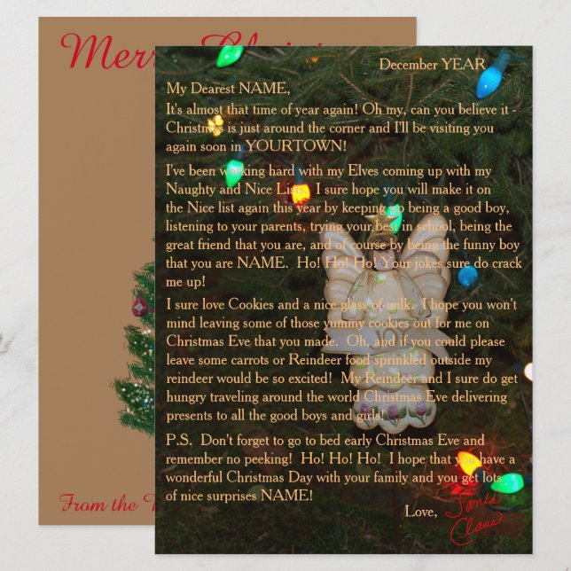 Tarjeta Festiva Cartas de Santa Angel Lights (Anverso / Reverso)