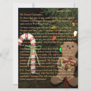 Tarjeta Festiva Cartas de Santa Gingerbread 6,5 x 8,75