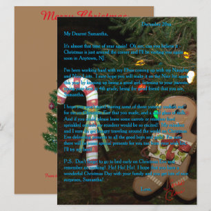 Tarjeta Festiva Cartas de Santa Gingerbread Azul 6.5 x 8.75