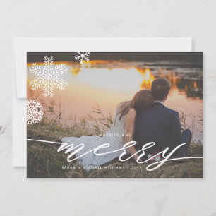 Tarjeta Festiva Cartas fotográficas casadas y merry Winter Wonderl