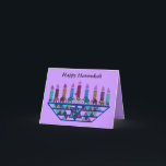 Tarjeta Festiva Cartas Menorah de la estrella del elefante<br><div class="desc">Ilustracion gráfico de un elefante,  jirafa,  y diseño de la estrella de David menorah.</div>