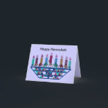 Tarjeta Festiva Cartas Menorah de la estrella del elefante<br><div class="desc">Ilustracion gráfico de un elefante,  jirafa,  y diseño de la estrella de David menorah.</div>