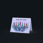 Tarjeta Festiva Cartas Menorah de la estrella del elefante<br><div class="desc">Ilustracion gráfico de un elefante,  jirafa,  y diseño de la estrella de David menorah.</div>