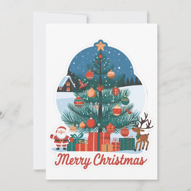 Tarjeta Festiva Cartas navideñas de Feliz: Nuevo y alegre modelo (Anverso)