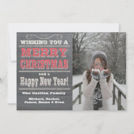 Tarjeta Festiva Cartas rusas de fotos navideñas rojas