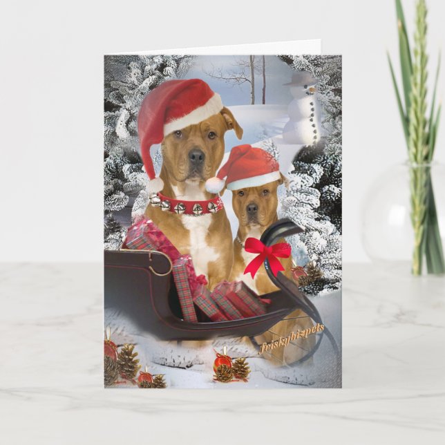 Tarjeta Festiva Cartas "Santa Sleigh" de Pitbull (Anverso)