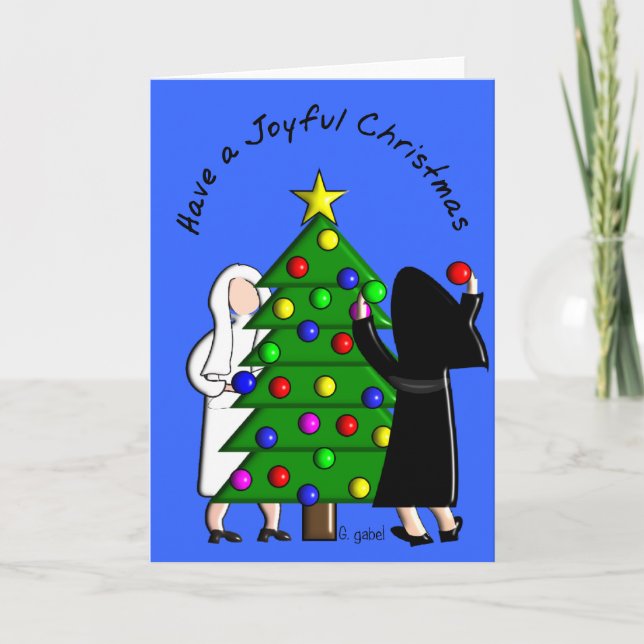 Tarjeta Festiva Cartas y regalos de Navidades de arte de las mujer (Anverso)