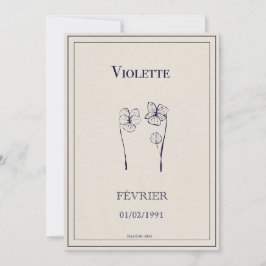 Tarjeta Festiva Carte cadeau fleur de naissance février violette