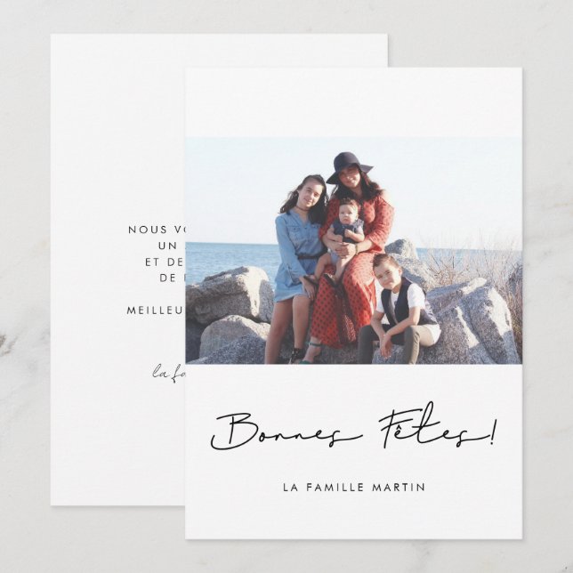 Tarjeta Festiva Carte de voeu foto Bonnes fêtes à personnaliser (Anverso / Reverso)