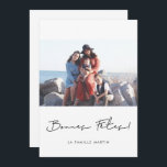 Tarjeta Festiva Carte de voeu foto Bonnes fêtes à personnaliser<br><div class="desc">Un estilo simple et élégant pour cette carte de voeu en français,  foto de avec votre personalizada.</div>
