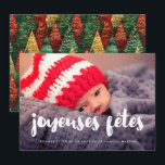 Tarjeta Festiva Carte de voeu Photo Moderne Joyeuses Fêtes<br><div class="desc">Un estilo simple et élégant pour cette carte de voeu en français,  foto de avec votre personalizada.</div>