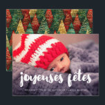 Tarjeta Festiva Carte de voeu Photo Moderne Joyeuses Fêtes<br><div class="desc">Un estilo simple et élégant pour cette carte de voeu en français,  foto de avec votre personalizada.</div>